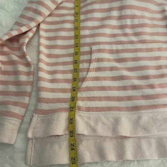 Jones New York pink and White Striped Knit Pullover Hoodie Kangaroo Pocket S - Picture 9 of 9